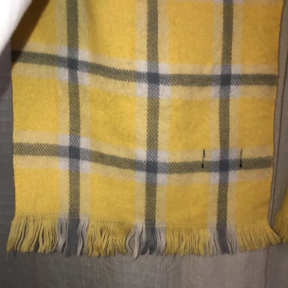 Plaid Yellow White Blue Scarf